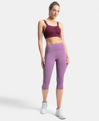 Microfiber Elastane Stretch Slim Fit Capri with Back Waistband Pocket - Chinese Violet