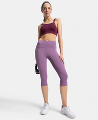 Microfiber Elastane Stretch Slim Fit Capri with Back Waistband Pocket - Chinese Violet