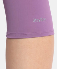 Microfiber Elastane Stretch Slim Fit Capri with Back Waistband Pocket - Chinese Violet