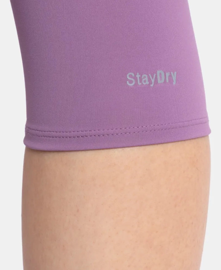 Microfiber Elastane Stretch Slim Fit Capri with Back Waistband Pocket - Chinese Violet