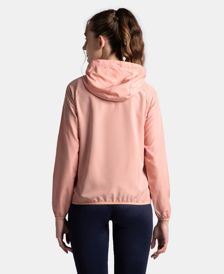 Microfiber Fabric Relaxed Fit Raglan Styled Water Resistant Hoodie Jacket - Mellow Rose