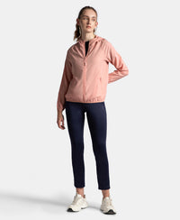 Microfiber Fabric Relaxed Fit Raglan Styled Water Resistant Hoodie Jacket - Mellow Rose