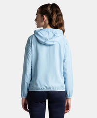 Microfiber Fabric Relaxed Fit Raglan Styled Water Resistant Hoodie Jacket - Powder Blue