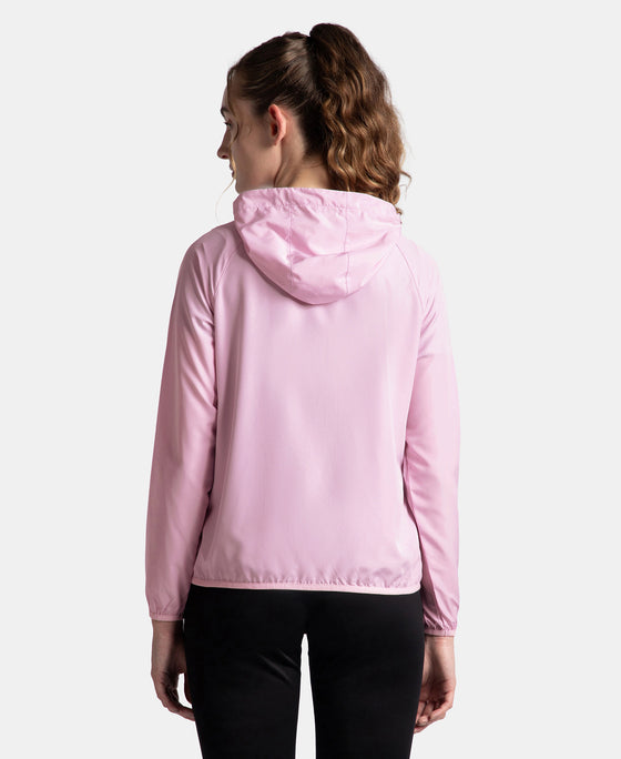 Microfiber Fabric Relaxed Fit Raglan Styled Water Resistant Hoodie Jacket - Winsome Orchid