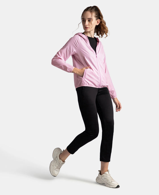 Microfiber Fabric Relaxed Fit Raglan Styled Water Resistant Hoodie Jacket - Winsome Orchid