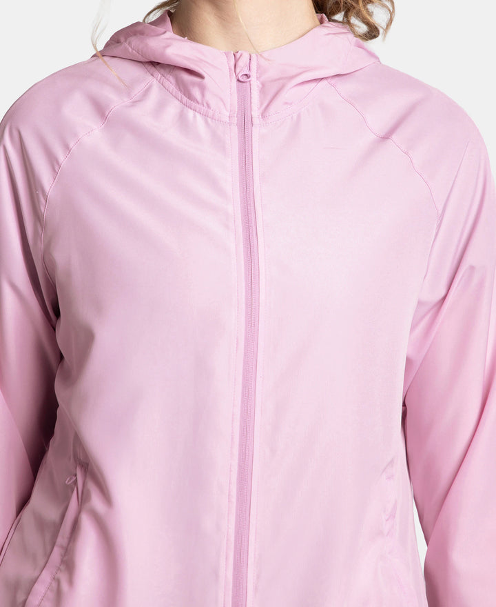 Microfiber Fabric Relaxed Fit Raglan Styled Water Resistant Hoodie Jacket - Winsome Orchid