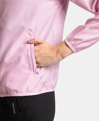 Microfiber Fabric Relaxed Fit Raglan Styled Water Resistant Hoodie Jacket - Winsome Orchid