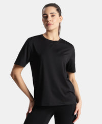 Microfiber Fabric Oversized Fit Half Sleeve Breathable Mesh T-Shirt - Black