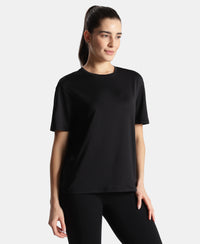 Microfiber Fabric Oversized Fit Half Sleeve Breathable Mesh T-Shirt - Black