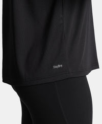 Microfiber Fabric Oversized Fit Half Sleeve Breathable Mesh T-Shirt - Black