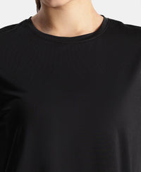 Microfiber Fabric Oversized Fit Half Sleeve Breathable Mesh T-Shirt - Black
