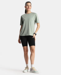 Microfiber Fabric Oversized Fit Half Sleeve Breathable Mesh T-Shirt - Iceberg Green