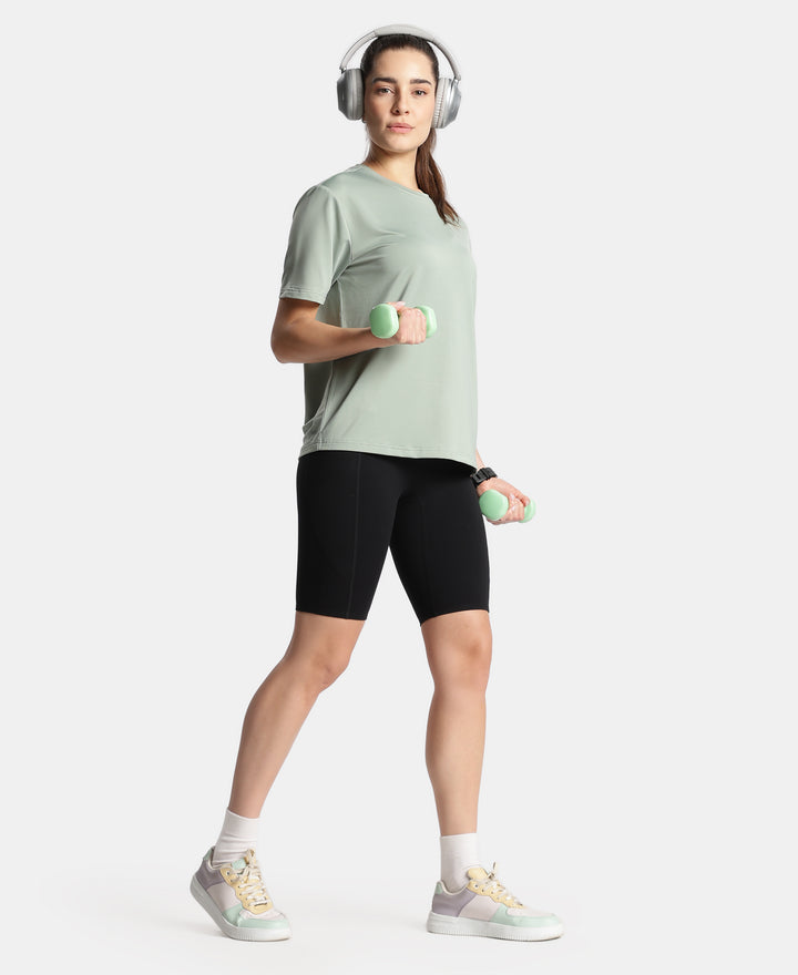 Microfiber Fabric Oversized Fit Half Sleeve Breathable Mesh T-Shirt - Iceberg Green
