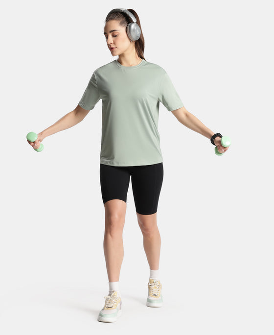Microfiber Fabric Oversized Fit Half Sleeve Breathable Mesh T-Shirt - Iceberg Green