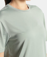 Microfiber Fabric Oversized Fit Half Sleeve Breathable Mesh T-Shirt - Iceberg Green