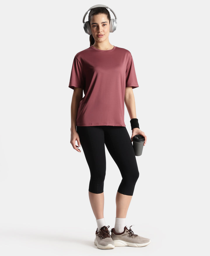 Microfiber Fabric Oversized Fit Half Sleeve Breathable Mesh T-Shirt - Wild Ginger
