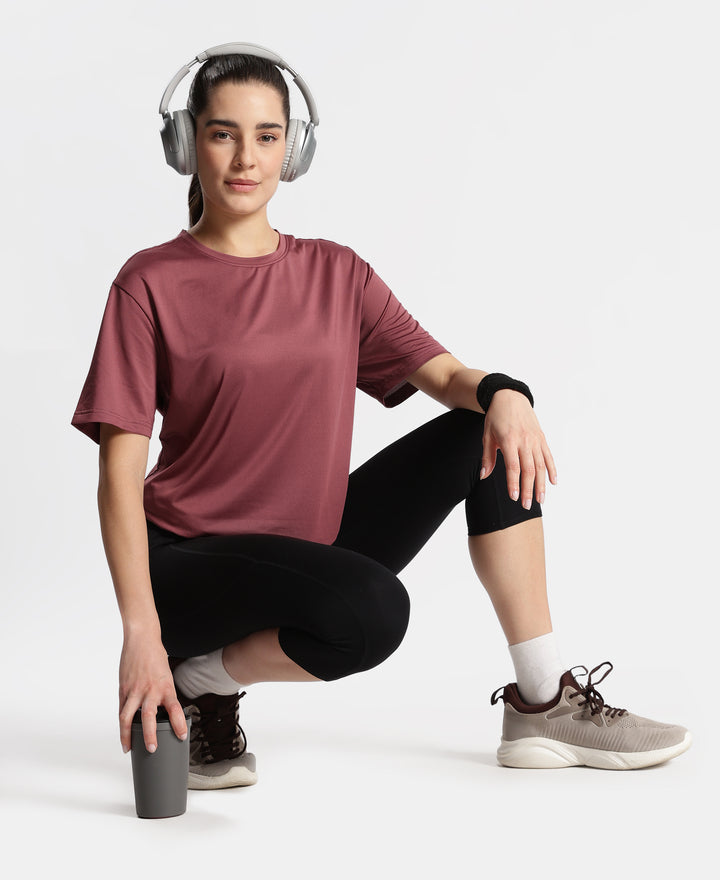 Microfiber Fabric Oversized Fit Half Sleeve Breathable Mesh T-Shirt - Wild Ginger