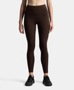Microfiber Elastane Stretch Performance 7/8th Leggings with Broadwaistband & Back Pocket - Coffee
