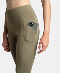 Microfiber Elastane Stretch Performance 7/8th Leggings with Broadwaistband & Back Pocket - Earth