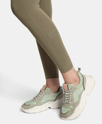 Microfiber Elastane Stretch Performance 7/8th Leggings with Broadwaistband & Back Pocket - Earth