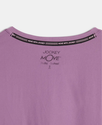 Microfiber Polyester Fabric Relaxed Fit Solid Round Neck Half Sleeve T-Shirt - Chinese Violet