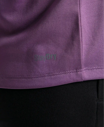 Microfiber Polyester Fabric Relaxed Fit Solid Round Neck Half Sleeve T-Shirt - Chinese Violet