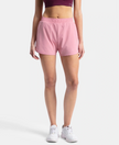 Microfiber Elastane Stretch Double Layered Woven Fabric Regular Fit Shorts with Zipper Pockets - Rose