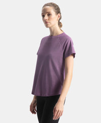 Microfiber Fabric Relaxed Fit Half Sleeve Breathable Mesh T-Shirt - Chinese Violet