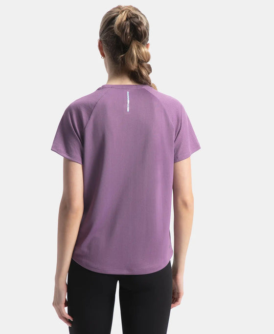 Microfiber Fabric Relaxed Fit Half Sleeve Breathable Mesh T-Shirt - Chinese Violet