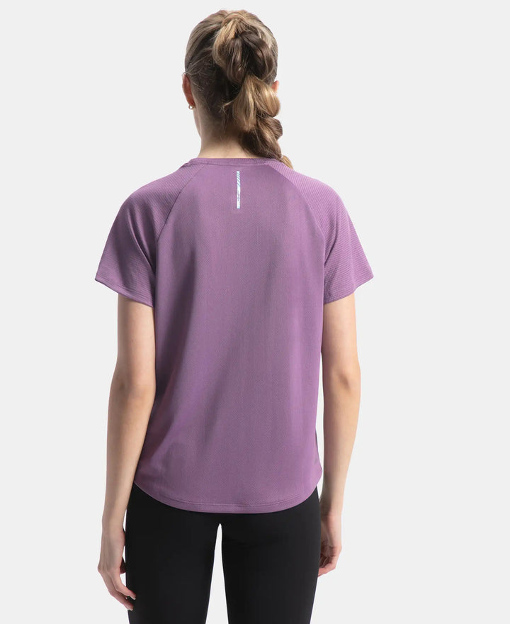 Microfiber Fabric Relaxed Fit Half Sleeve Breathable Mesh T-Shirt - Chinese Violet