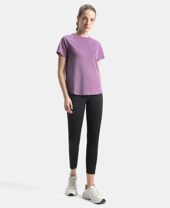 Microfiber Fabric Relaxed Fit Half Sleeve Breathable Mesh T-Shirt - Chinese Violet