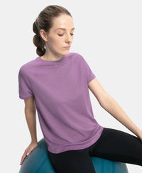 Microfiber Fabric Relaxed Fit Half Sleeve Breathable Mesh T-Shirt - Chinese Violet