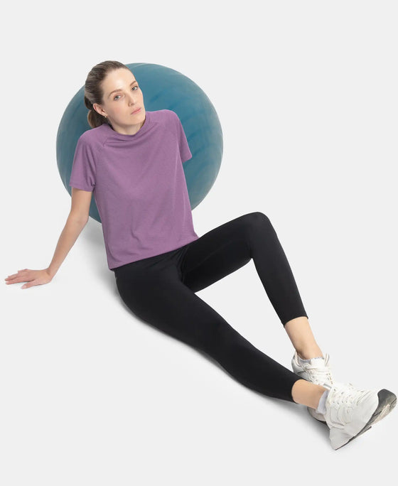 Microfiber Fabric Relaxed Fit Half Sleeve Breathable Mesh T-Shirt - Chinese Violet