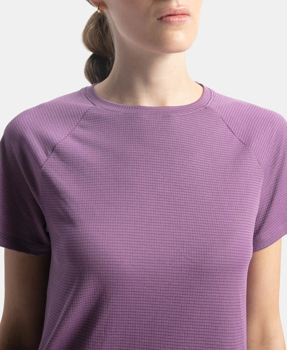 Microfiber Fabric Relaxed Fit Half Sleeve Breathable Mesh T-Shirt - Chinese Violet