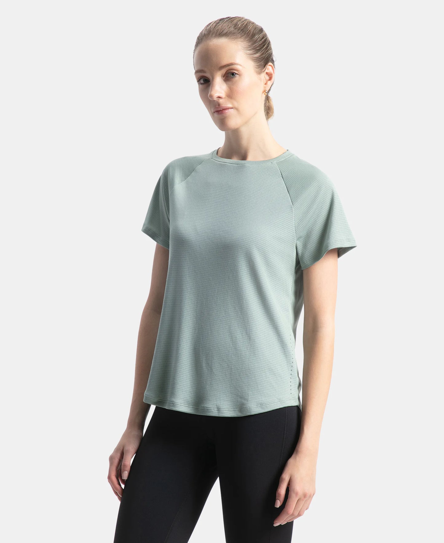 Microfiber Fabric Relaxed Fit Half Sleeve Breathable Mesh T-Shirt - Iceberg Green