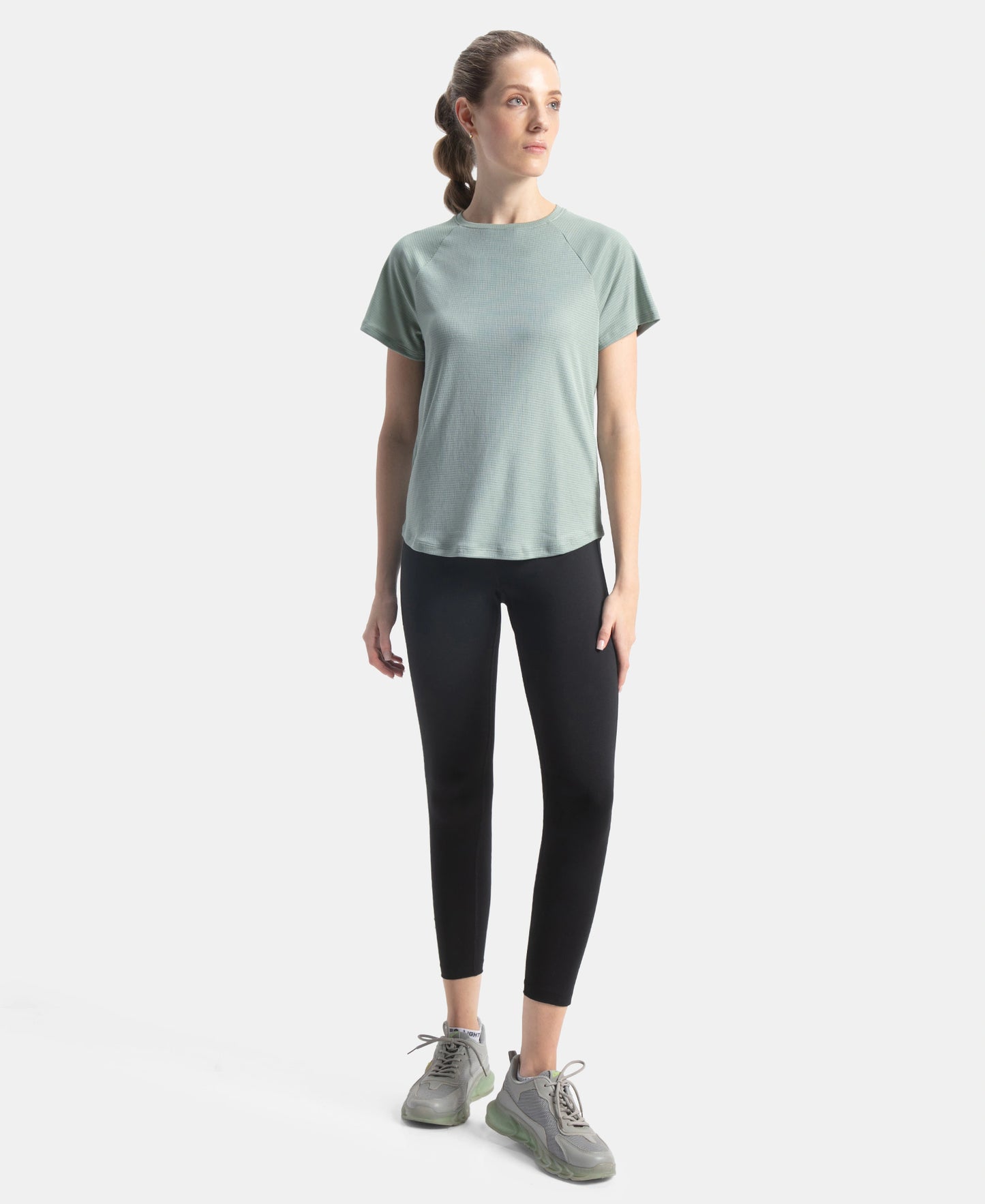 Microfiber Fabric Relaxed Fit Half Sleeve Breathable Mesh T-Shirt - Iceberg Green