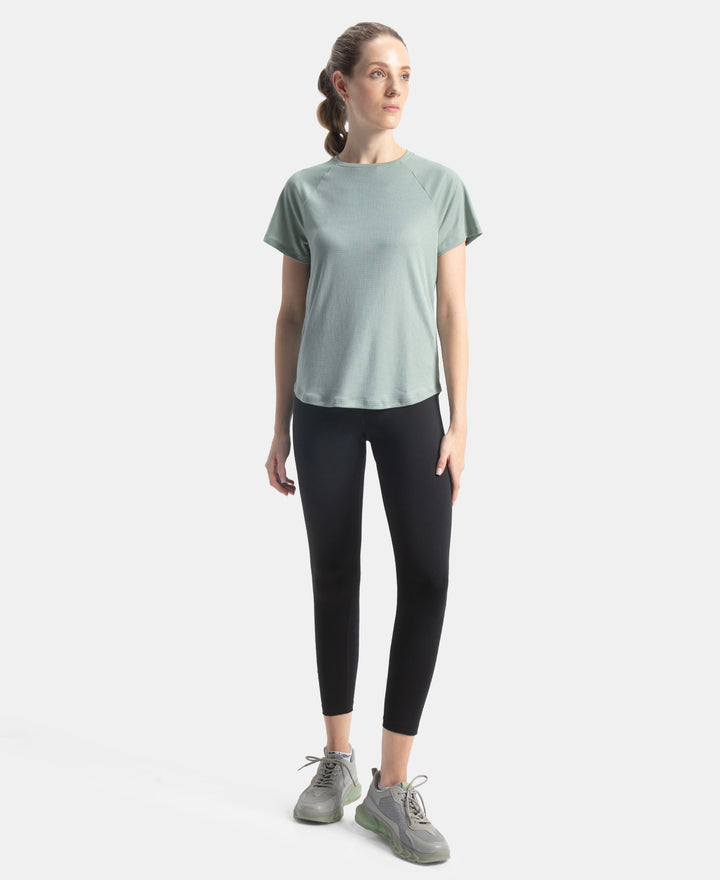 Microfiber Fabric Relaxed Fit Half Sleeve Breathable Mesh T-Shirt - Iceberg Green