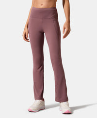 Microfiber Elastane Stretch Regular Fit Flared Pants with StayFresh Treatment - Flint