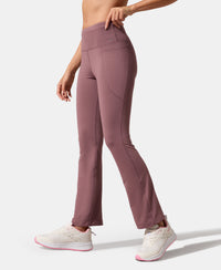 Microfiber Elastane Stretch Regular Fit Flared Pants with StayFresh Treatment - Flint