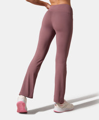 Microfiber Elastane Stretch Regular Fit Flared Pants with StayFresh Treatment - Flint