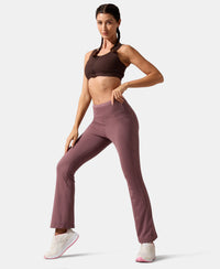 Microfiber Elastane Stretch Regular Fit Flared Pants with StayFresh Treatment - Flint