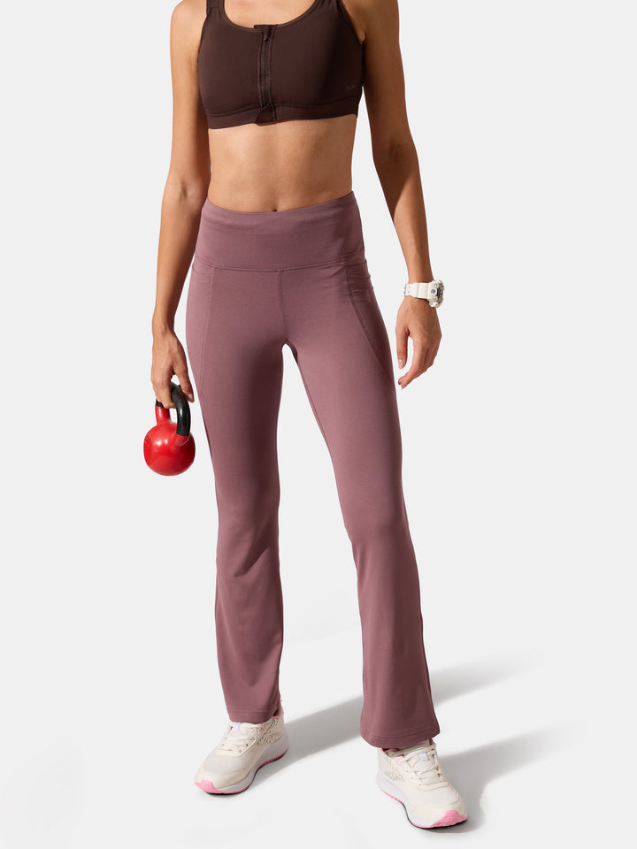 Microfiber Elastane Stretch Regular Fit Flared Pants with StayFresh Treatment - Flint