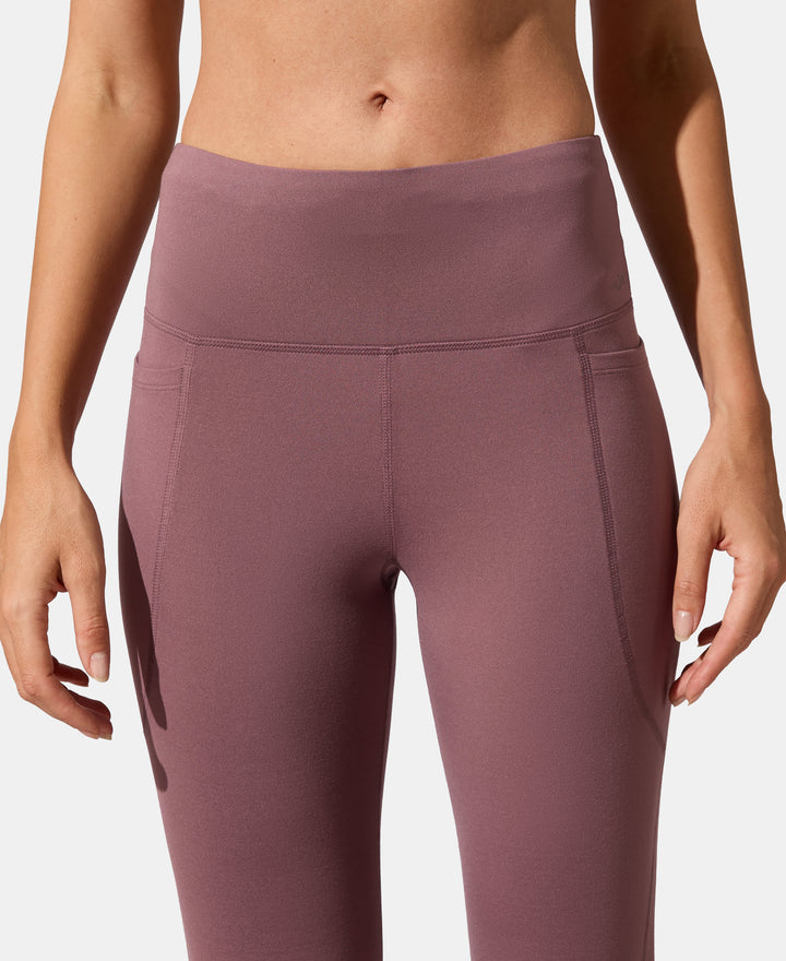 Microfiber Elastane Stretch Regular Fit Flared Pants with StayFresh Treatment - Flint