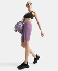 Microfiber Elastane Stretch Slim Fit Shorts with Side Pockets - Chinese Violet