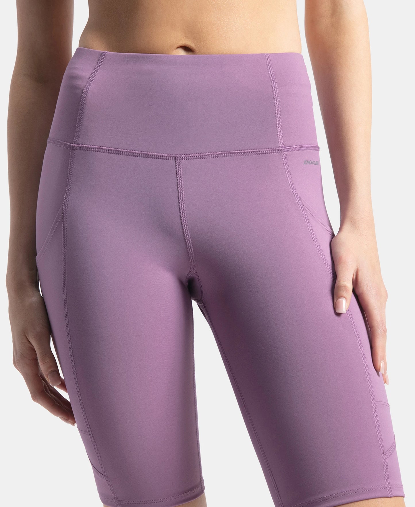 Microfiber Elastane Stretch Slim Fit Shorts with Side Pockets - Chinese Violet