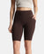 Microfiber Elastane Stretch Slim Fit Shorts with Side Pockets - Coffee
