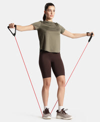Microfiber Elastane Stretch Slim Fit Shorts with Side Pockets - Coffee