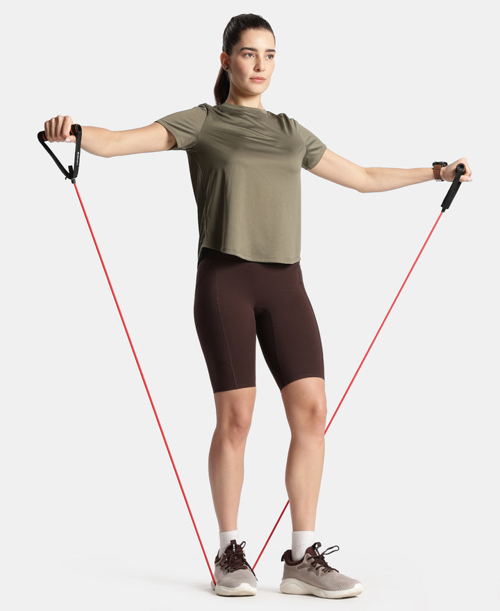 Microfiber Elastane Stretch Slim Fit Shorts with Side Pockets - Coffee