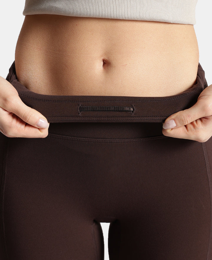 Microfiber Elastane Stretch Slim Fit Shorts with Side Pockets - Coffee