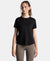 Microfiber Fabric Regular Fit Half Sleeve Breathable Mesh T-Shirt - Black